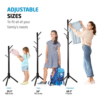 Coat Rack Free Standing - Wooden Coat Tree W/ 6 Hooks