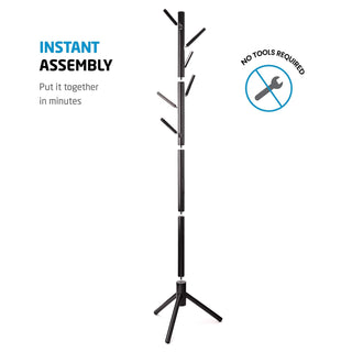 Coat Rack Free Standing - Wooden Coat Tree W/ 6 Hooks