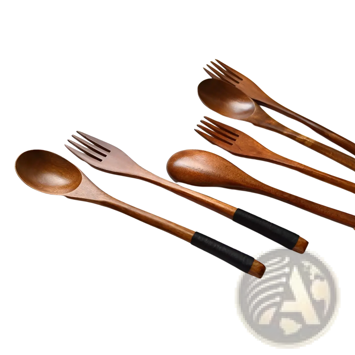 Wooden Spoon and Fork Set Kitchen Utensil Tools 9 Pack