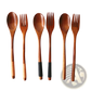 Wooden Spoon and Fork Set Kitchen Utensil Tools 9 Pack