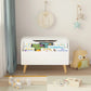 White Wooden Toy Box and Bookshelf Bench with Safety Hinge