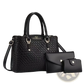 Woven Leather Three Piece Handbag Set with Gold Hardware