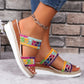 Woven Wavy Pattern Ethnic Wedge Sandals for Women