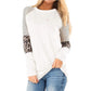 Frankie & Pop Women's Crew Neck Long Sleeve Stripes Raglan Leopard Print Top White Size Small