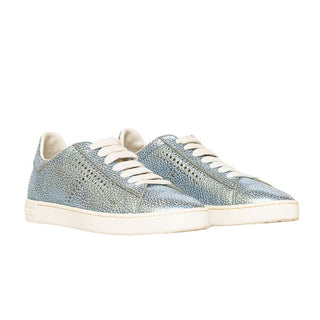 Tod's Women's Shoes Leather Trainers Sneakers Cassetta Leggera 12a Allacciata In Silver Size 37.5