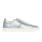 Tod's Women's Shoes Leather Trainers Sneakers Cassetta Leggera 12a Allacciata In Silver Size 37.5