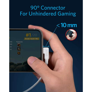 Anker Powerline 6' 90 Degree Lightning to USB-A Cable - White