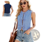 Y2k Bow Tie Denim Sleeveless Crop Top