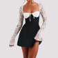 Y2k Lace Backless Long Sleeve Corset Mini Dress