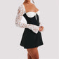 Y2k Lace Backless Long Sleeve Corset Mini Dress