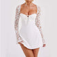 Y2k Lace Backless Long Sleeve Corset Mini Dress
