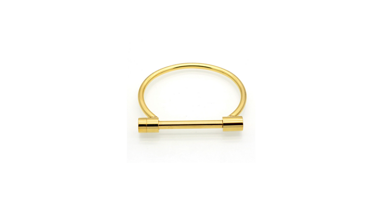 Homvare Women’s Stainless-Steel Flat Head Screw Shackle Bracelet Gold