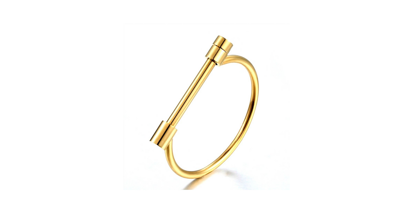 Homvare Women’s Stainless-Steel Flat Head Screw Shackle Bracelet Gold