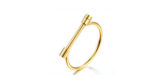 Homvare Women’s Stainless-Steel Flat Head Screw Shackle Bracelet Gold