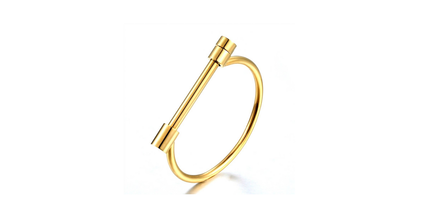 Homvare Women’s Stainless-Steel Flat Head Screw Shackle Bracelet Gold