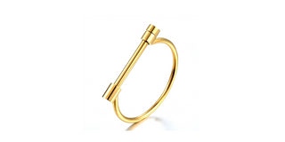 Homvare Women’s Stainless-Steel Flat Head Screw Shackle Bracelet Gold