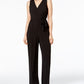 NY Collection Women's Petite Surplice Belted Wide-Leg Jumpsuit Size X-Large