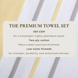 Decorative Cotton Stripe Bath Towel Set - Noelle Collection
