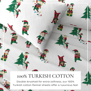 4-Piece Turkish Cotton Christmas Flannel Sheet - Whittaker Collection