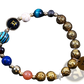 Zodiac Volcanic Stone Beaded Bracelet with Gold Charms