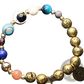 Zodiac Volcanic Stone Beaded Bracelet with Gold Charms