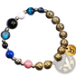 Zodiac Volcanic Stone Beaded Bracelet with Gold Charms