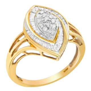 10K Yellow Gold Diamond Oval Cluster Ring (1/2 Cttw, I-J Color, I2-I3 Clarity) - Size 6