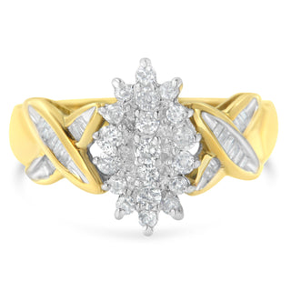 10K Yellow Gold Round And Baguette-Cut Diamond Ring (1/2 Cttw, H-I Color, I1-I2 Clarity) - Size 6