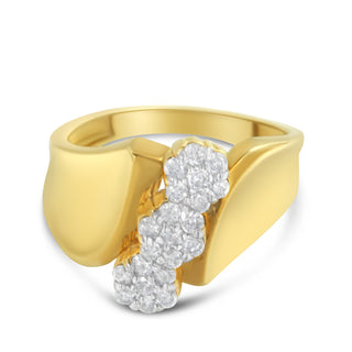 10K Yellow Gold 1/2 Cttw Diamond Cluster Ring (H-I Color, I3 Clarity) - Size 6