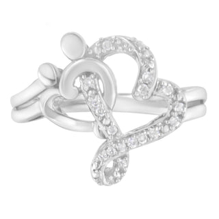 .925 Sterling Silver Diamond Heart And Music Note Ring (1/10 Cttw, H-I Color, I3 Clarity) - Size 7.5