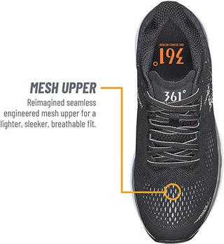361 Degrees Unisex Meraki 3 Running Shoe Black/Ebony Size 11 B(M) US