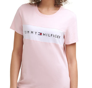 Tommy Hilfiger Women's Stretch Short Sleeve Crew Neck T-Shirt Pink Size Small