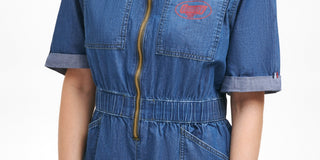 Tommy Jeans Women's Cotton Zip Up Denim Romper Blue Size X-Small