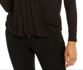 Thalia Sodi Women's Twist Neck Crossover Top Black Size Small
