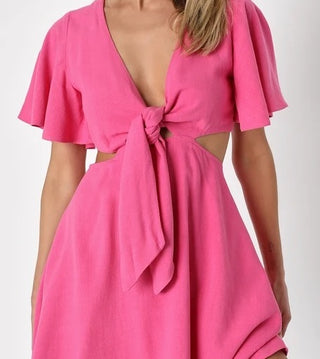 Royalty By Maluma Women's Tie Front Cutout Mini Dress Pink Size 18