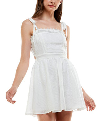Trixxi Junior's Clip Dot Cutout Dress White Size Medium