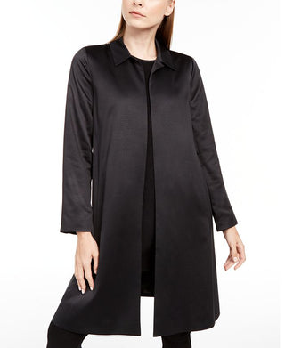Eileen Fisher Women's Recycled Satin Longline Jacket Black Size Small