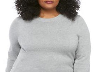 Michael Kors Women's Side Snap Crewneck Sweater Gray Size 2X