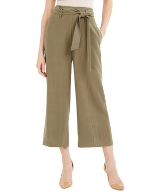 Calvin Klein Women's Caper Tie Waist Pants Green Size 14