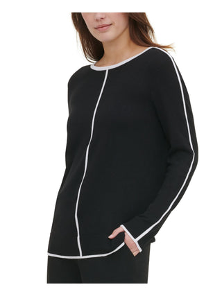 Calvin Klein Women's Long Sleeve Jewel Neck Sweater Black Size X-Small