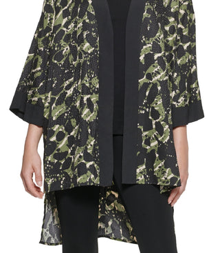 Karl Lagerfeld Paris Women's Printed Kimono Jacket Green Size Medium