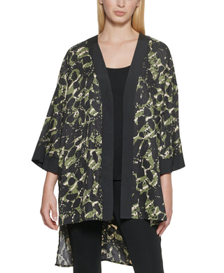 Karl Lagerfeld Paris Women's Printed Kimono Jacket Green Size Medium
