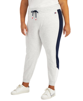 Tommy Hilfiger Women's Colorblocked Side Striped Joggers White Size 1X