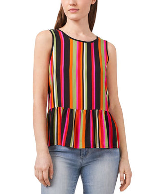 Riley & Rae Women's Striped Tie Neck Pullover Top Multicolor Size Large