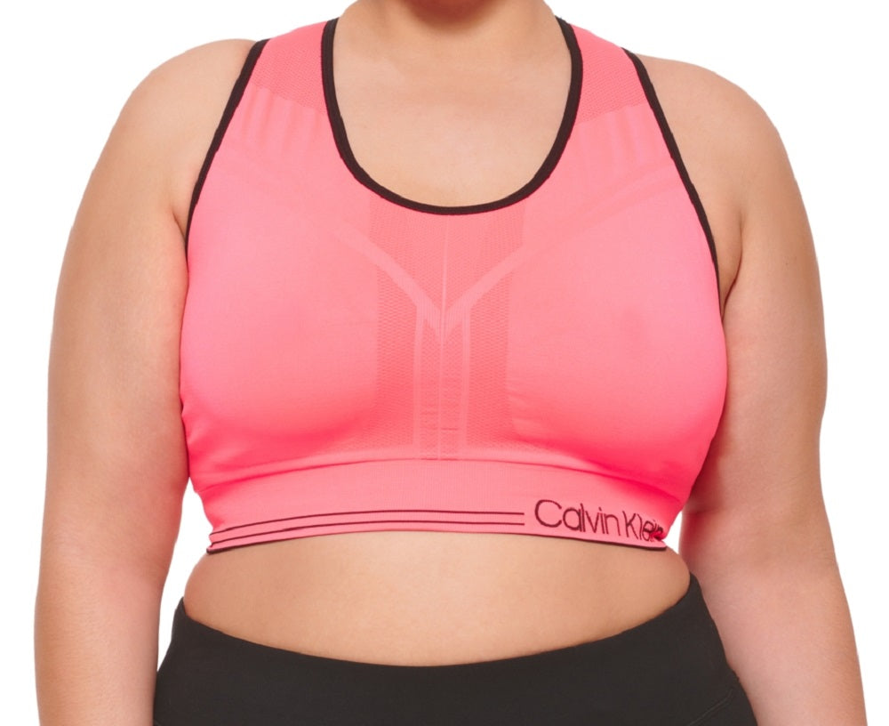 Calvin Klein Women's Performance Plus Reversible Medium Impact Sports Bra Orange Size 2X