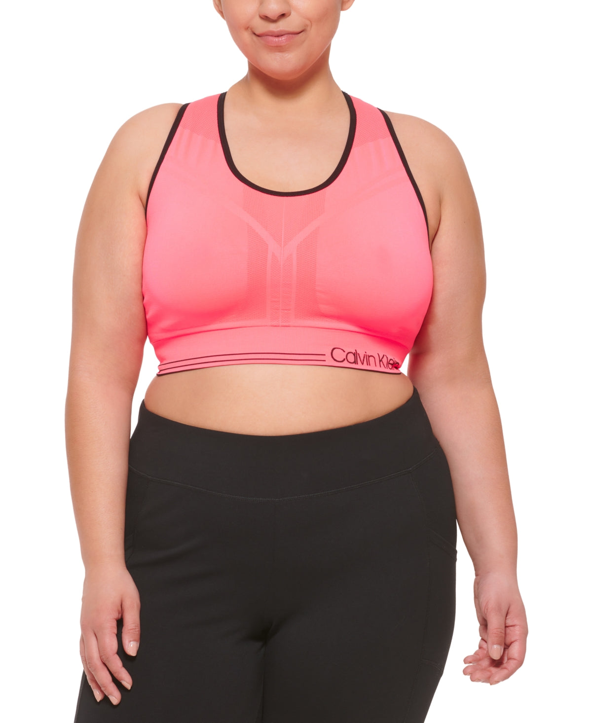 Calvin Klein Women's Performance Plus Reversible Medium Impact Sports Bra Orange Size 2X