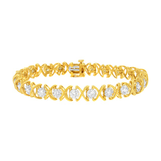 10K Yellow Gold Plated Sterling Silver 2 Cttw Diamond "Xoxo" Bracelet (J-K Clarity, I1-I2 Color) - Size 7.25"