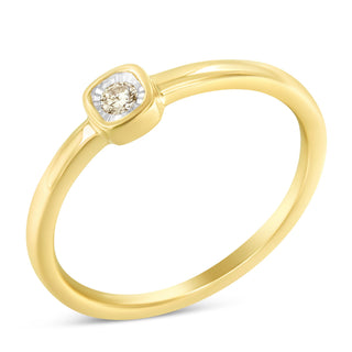 14K Yellow Gold Plated .925 Sterling Silver 1/20 Carat Diamond Square Cushion-Shaped Miracle Set Petite Fashion Promise Ring (J-K Color, I1-I2 Clarity) - Size 8