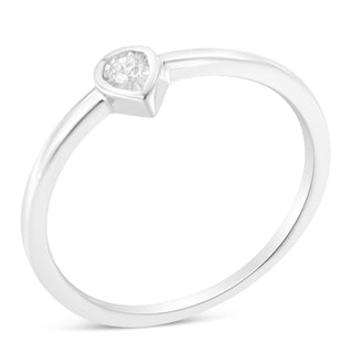 .925 Sterling Silver 1/20 Carat Diamond Teardrop Pear-Shaped Miracle Set Petite Fashion Promise Ring (J-K Color, I1-I2 Clarity) - Size 7