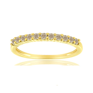 10K Yellow Gold Plated .925 Sterling Silver 1/4 Cttw Champagne Diamond Band Ring - Size 7 (K-L Color, I1-I2 Clarity)